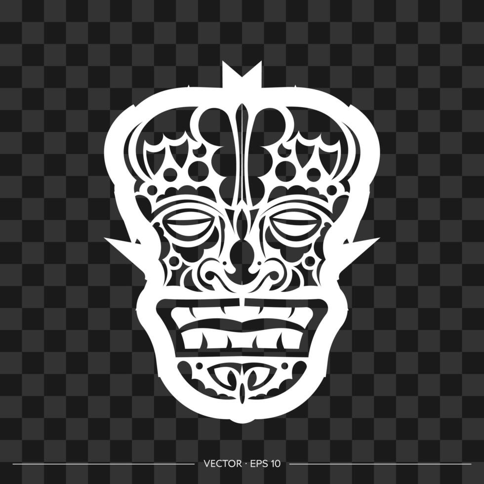 Totem pattern in the shape of a face. The contour of the face or mask of a warrior. For T-shirts and prints. Vector illustration.