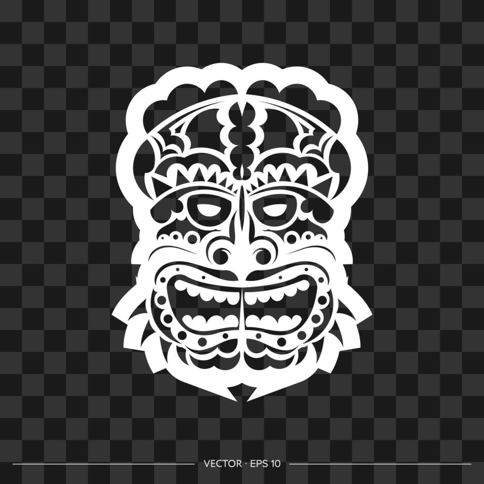 Polynesia mask pattern. The contour of the face or mask of a warrior. Template for print, t-shirt or tattoo. Vector