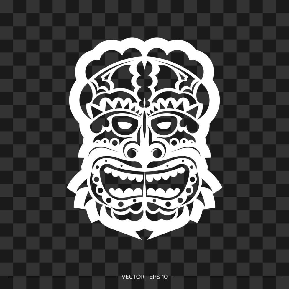 patrón de máscara de polinesia. el contorno de la cara o máscara de un guerrero. plantilla para impresión, camiseta o tatuaje. vector