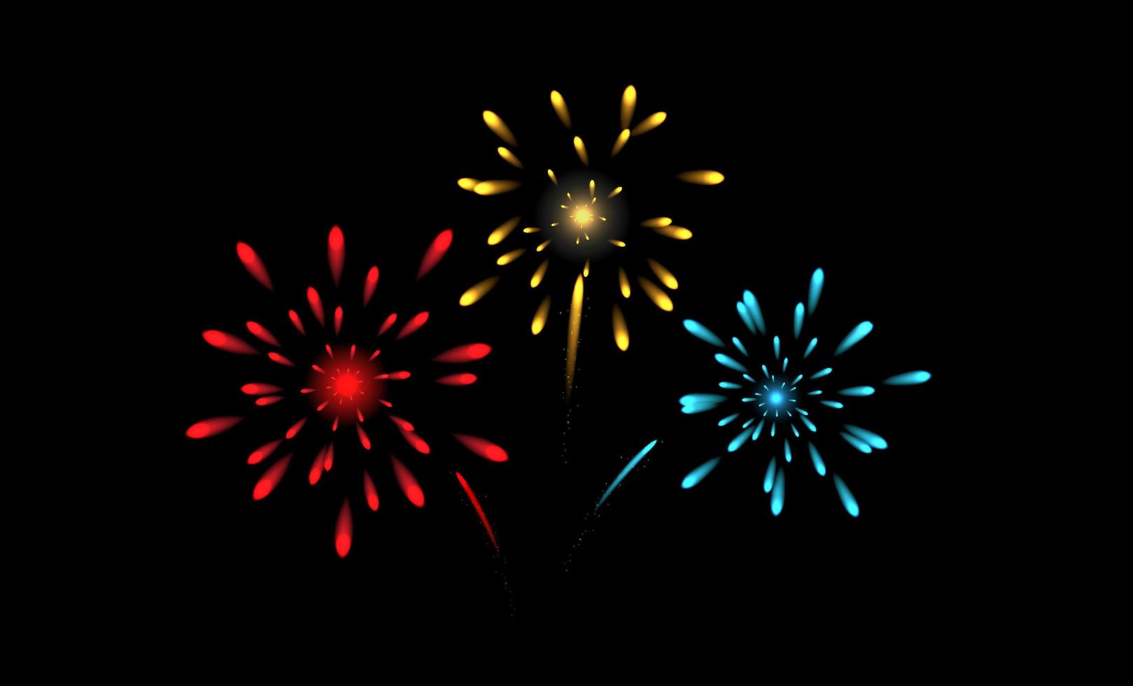 Fireworks graphic shapes. Vector illustration of bursting colorful star shapes set. Decorative vintage elements for design. Pyrotechnic symbols
