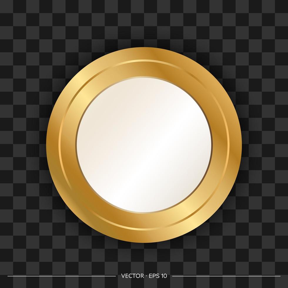 Realistic circle mirrors with gold frame. Realistic design for interior furniture. Vector illustration.