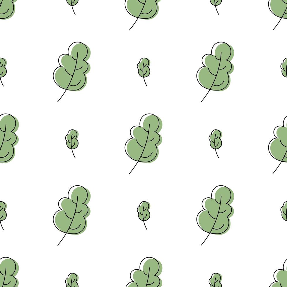 Seamless pattern green leaves. Flat template. vector