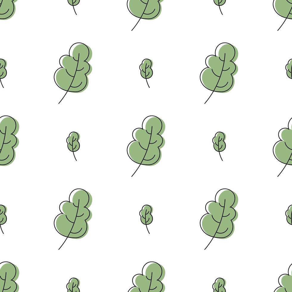 Seamless pattern green leaves. Flat vector template.