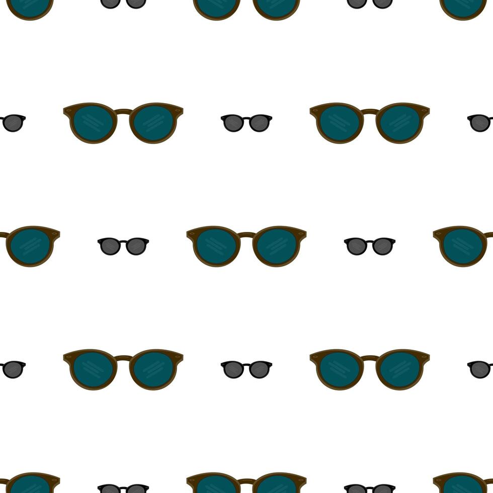 Seamless pattern from brown glasses on a white background. Fashion graphic design. Template for prints, decor. Vector illustration.