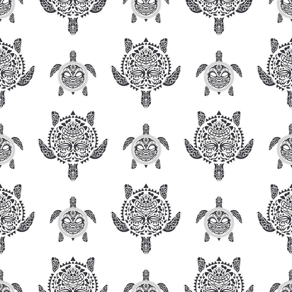 Sea turtles seamless pattern. Polynesian tribal pattern. Seamless vector background.