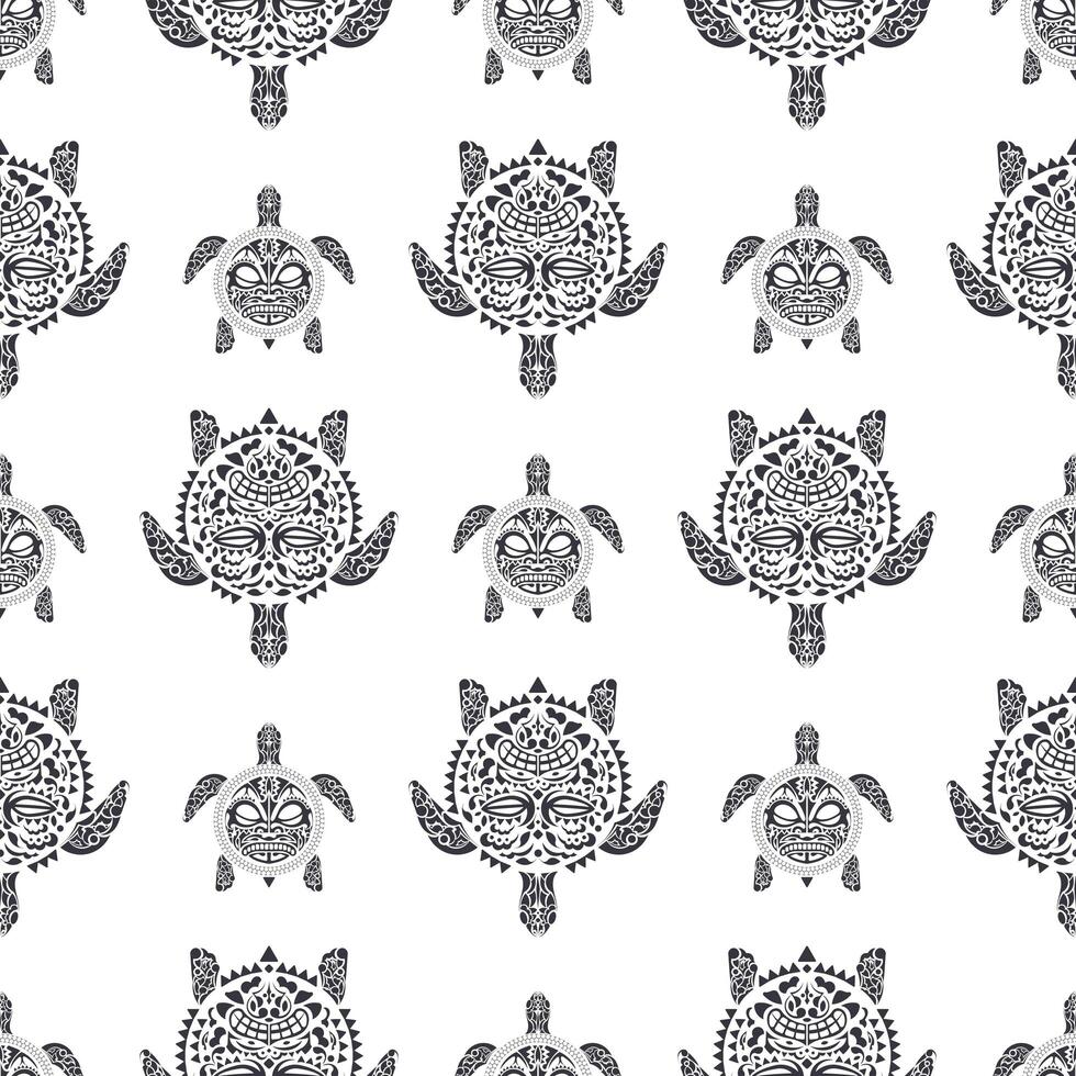 Sea turtles seamless pattern. Polynesian tribal pattern. Seamless vector background.