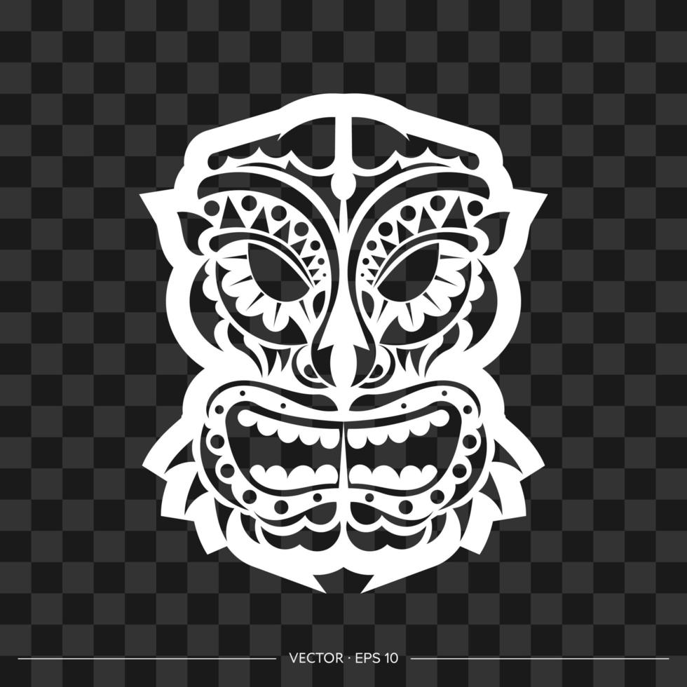 Demon face made of patterns. Demon face or mask outline. Polynesian, Hawaiian or Maori patterns. For T-shirts and prints. Vector illustration.