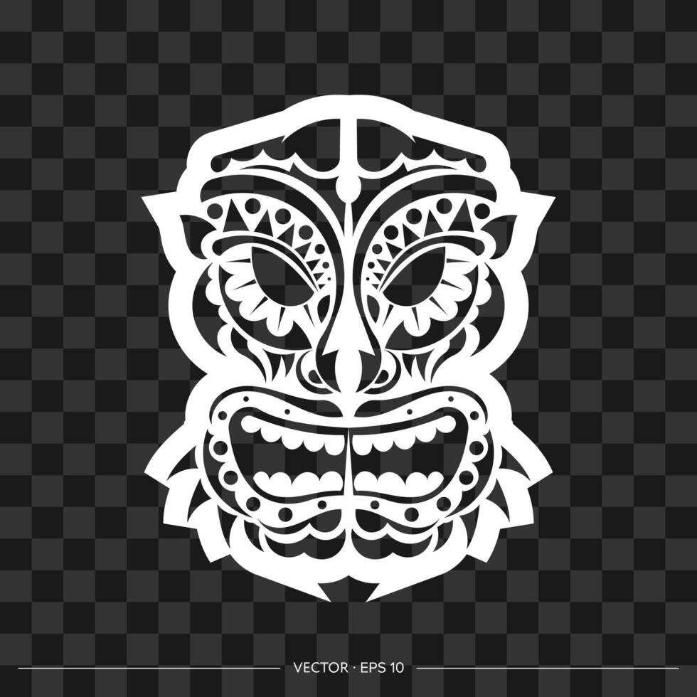 Demon face made of patterns. Demon face or mask outline. Polynesian, Hawaiian or Maori patterns. For T-shirts and prints. Vector illustration.