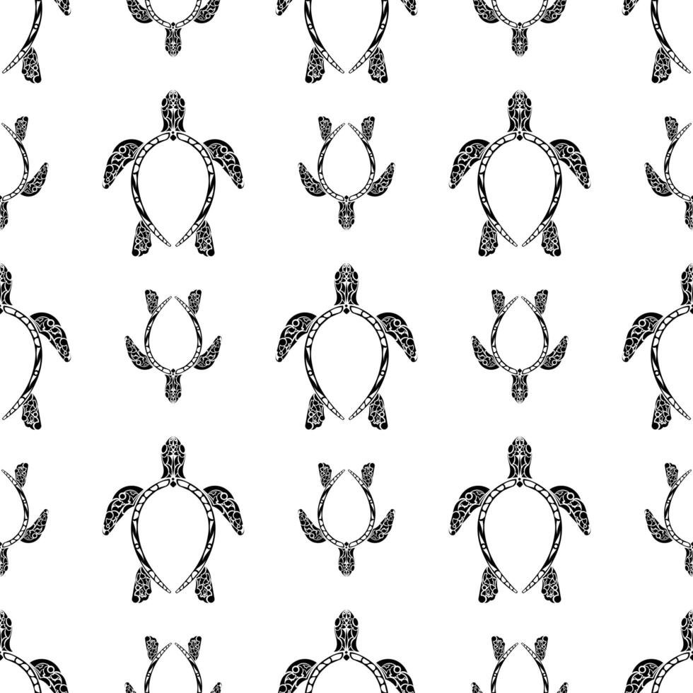 Sea Turtles. Polynesian tribal pattern. Seamless background. vector