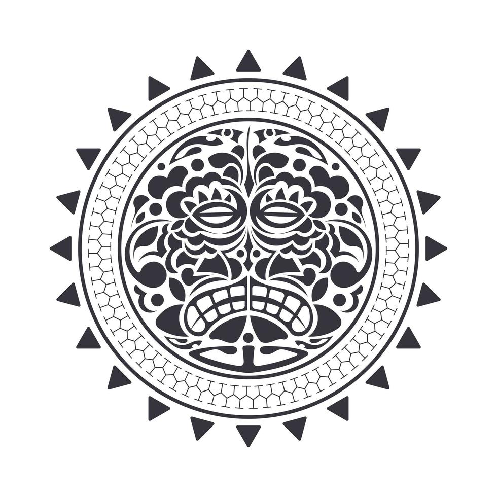 máscara de estilo maorí con gancho para tatuaje vector