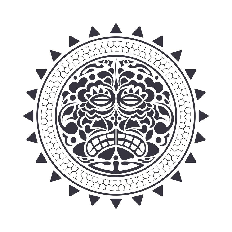 Maori style mask with hook for tattoo vector