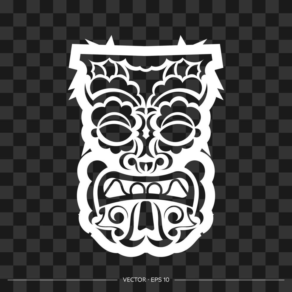 máscara polinesia de patrones. el contorno de la cara o máscara de un guerrero. patrones polinesios, hawaianos o maoríes. para camisetas y estampados. vector