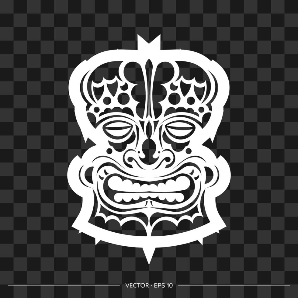 Totem pattern in the shape of a face. The contour of the face or mask of a warrior. For T-shirts and prints. Vector