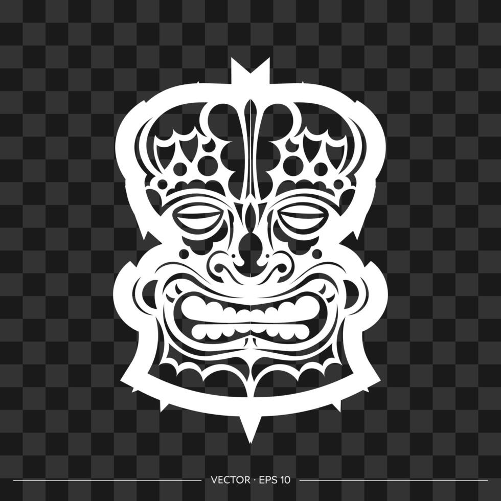 Totem pattern in the shape of a face. The contour of the face or mask of a warrior. For T-shirts and prints. Vector