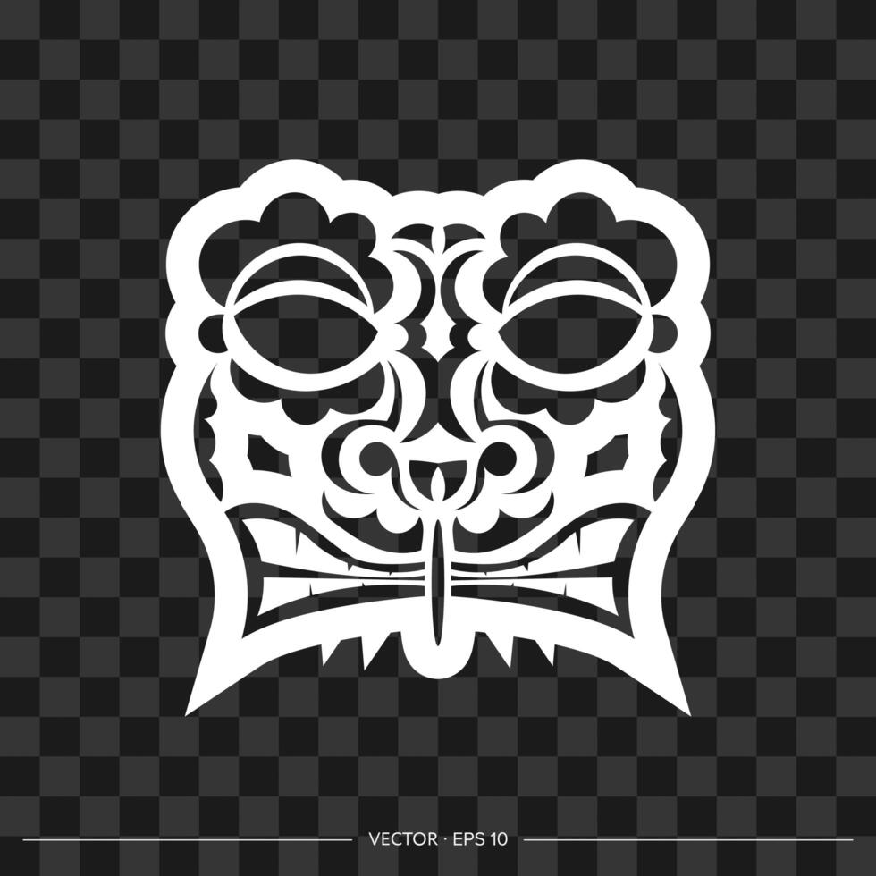 The face of a leader or tribal warrior from patterns. The contour of the face or mask of a warrior. For T-shirts and prints. Vector illustration.