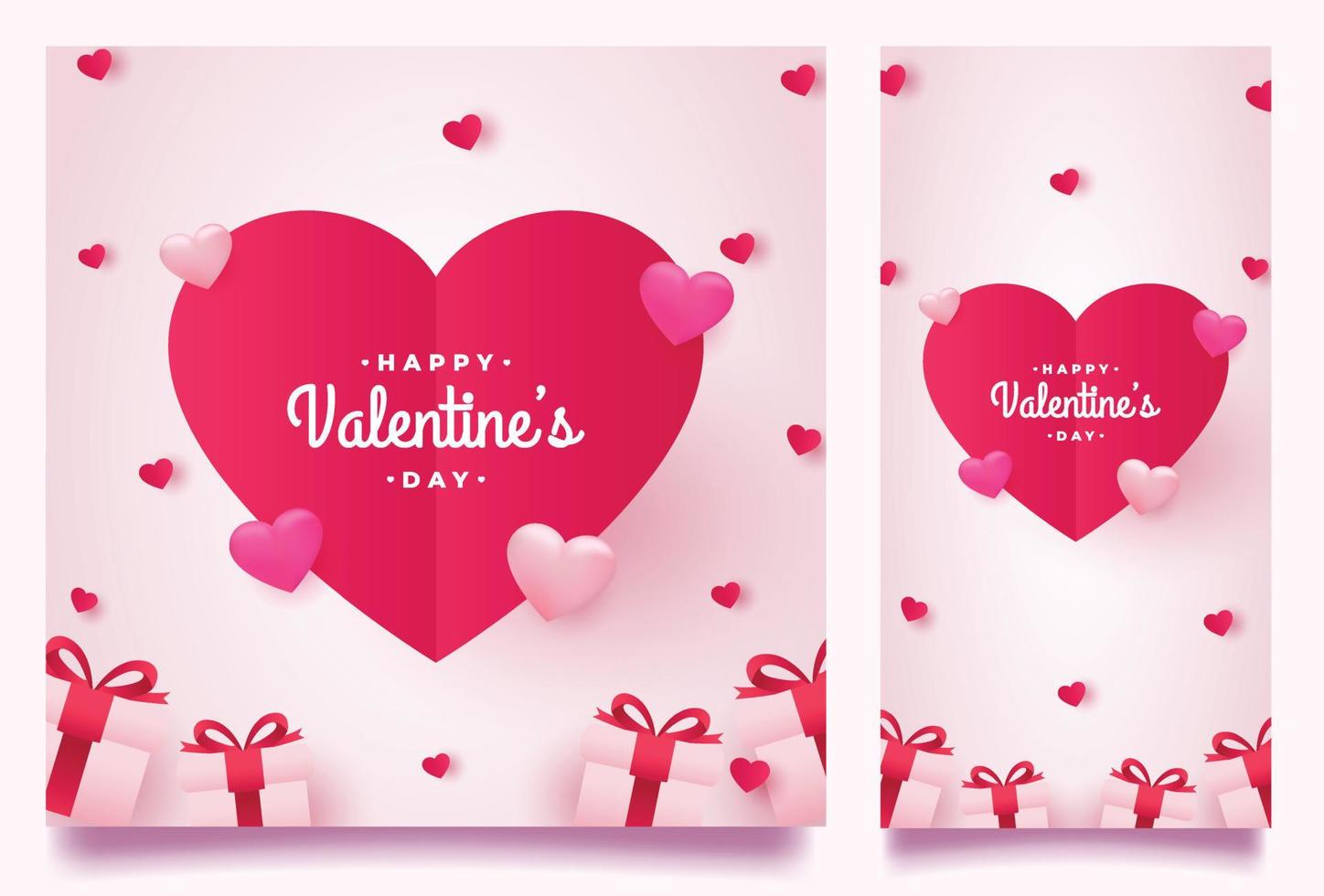 Happy valentines day banner and background with romantic valentine decorations bundle vector