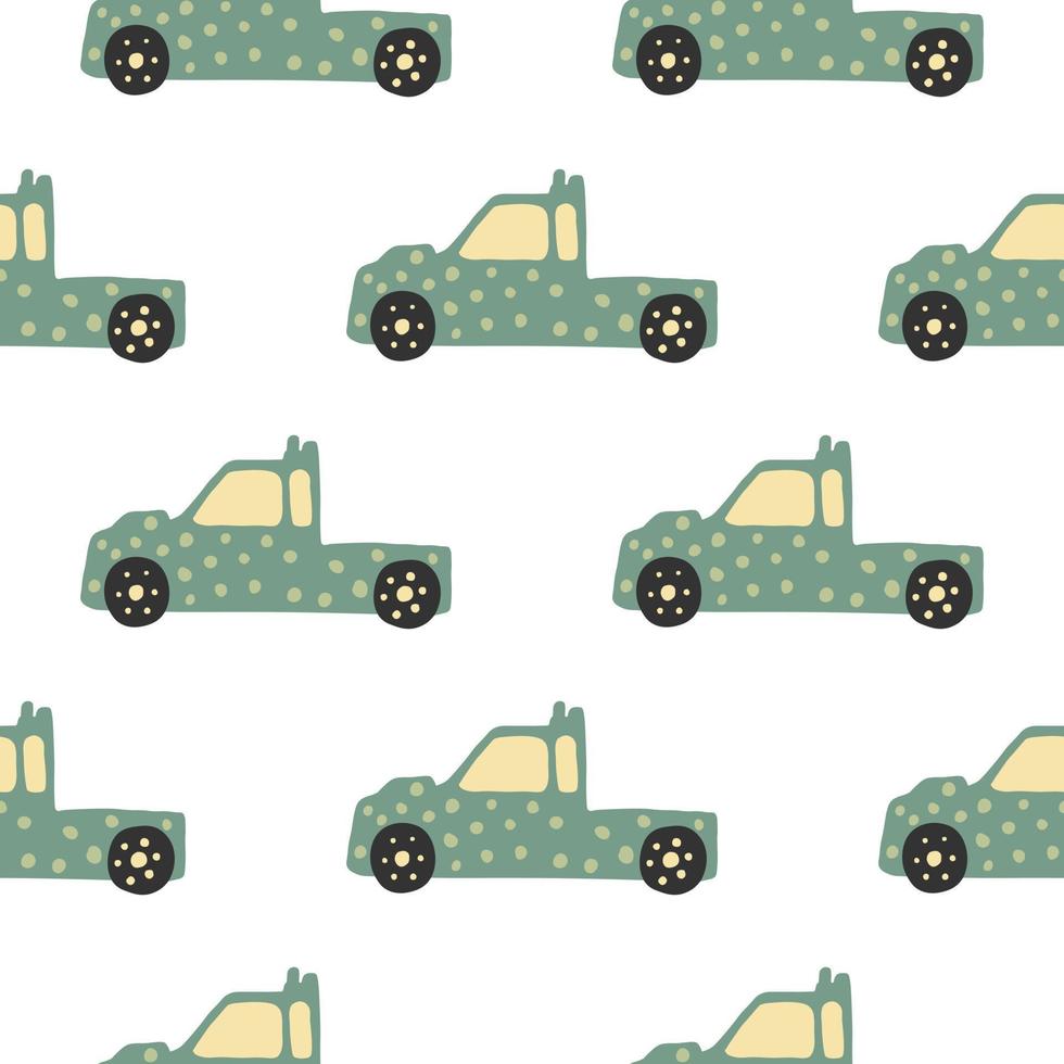Truck seamless pattern. Doodle cars vector illustration.