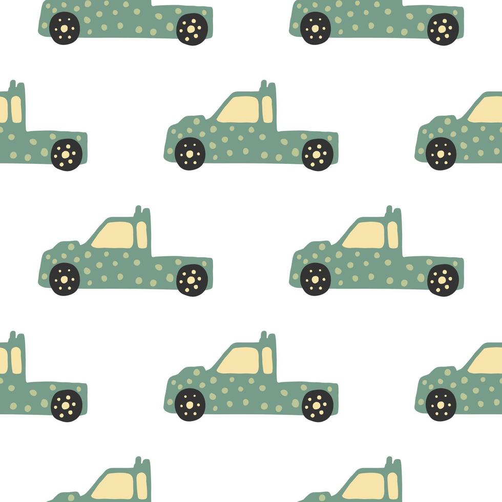 Truck seamless pattern. Doodle cars vector illustration.