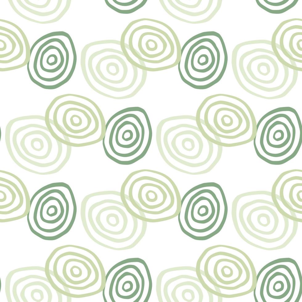 Isolated seamless geometric pattern with spirals in green colors. White background. vector