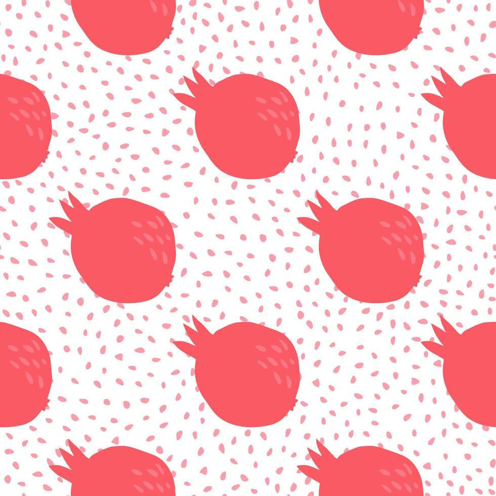 Cute red pomegranate fruit seamless pattern for textile design. Simple pomegranates wallpaper vector
