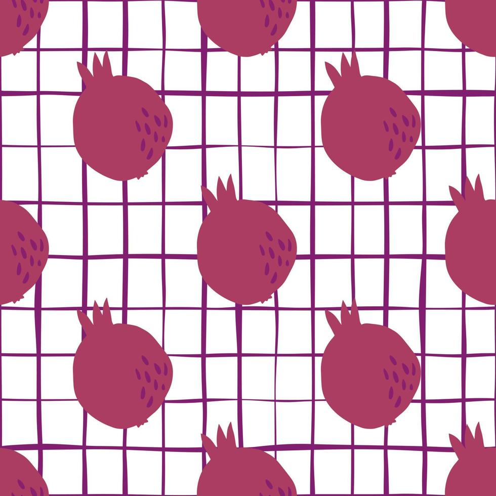 Geometric pomegranate fruit seamless pattern for textile design. Red pomegranates wallpaper vector