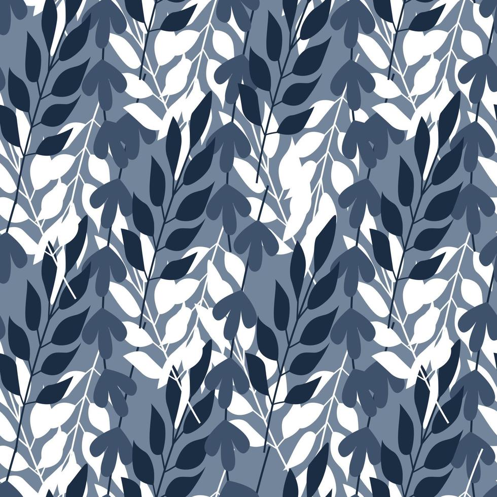 Abstract forest leaves and grass seamless pattern. vector