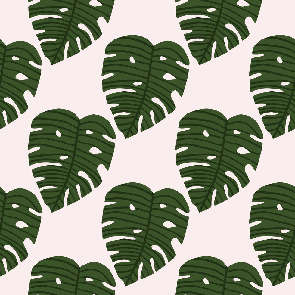 Isolated seamless pattern with green monstera leaves on white background. vector