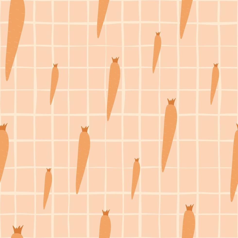 Geometric orange carrot seamless pattern. Vegetarian healthy food backdrop. vector