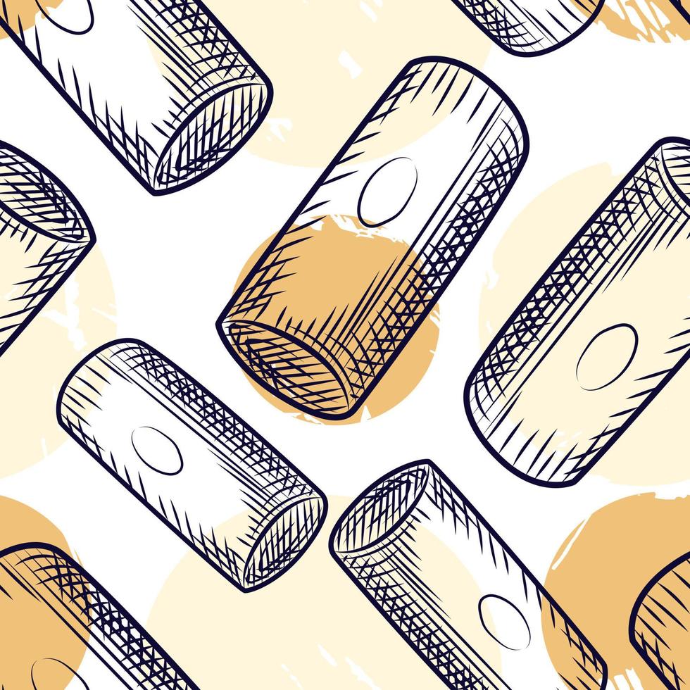 Wine bottle cork seamless pattern. Cork stoppers backdrop. vector