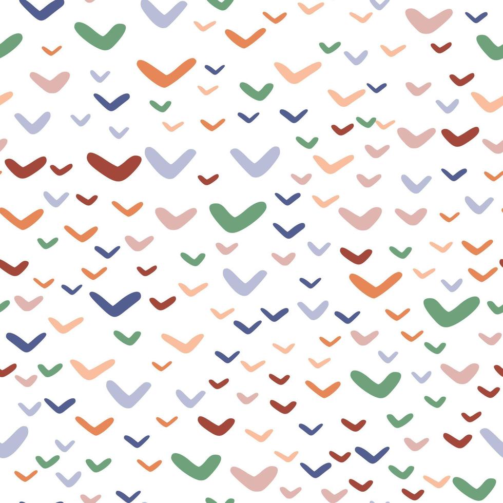 Check marks seamless pattern isolated in white background. Simple doodle linear shape endless wallpaper. vector