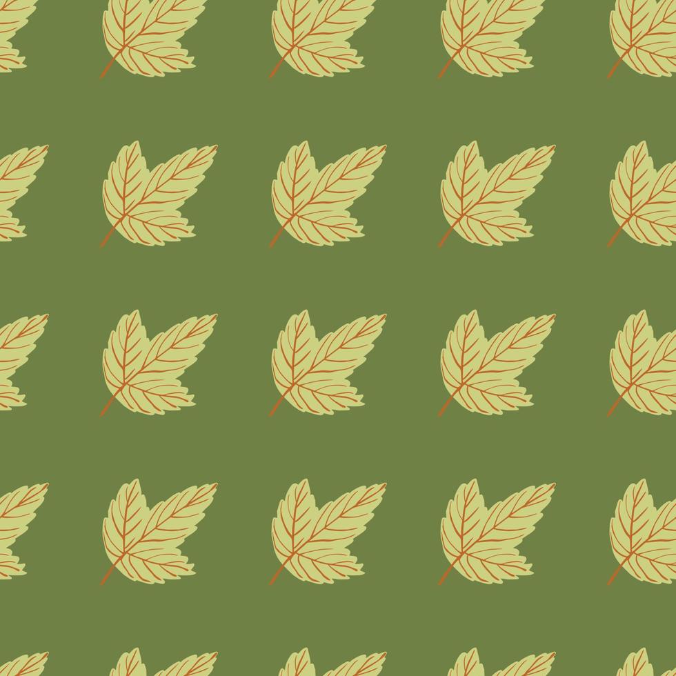 Doodle seamless pattern with leaf silhouettes. Green palette floral artwork. Nature print. vector