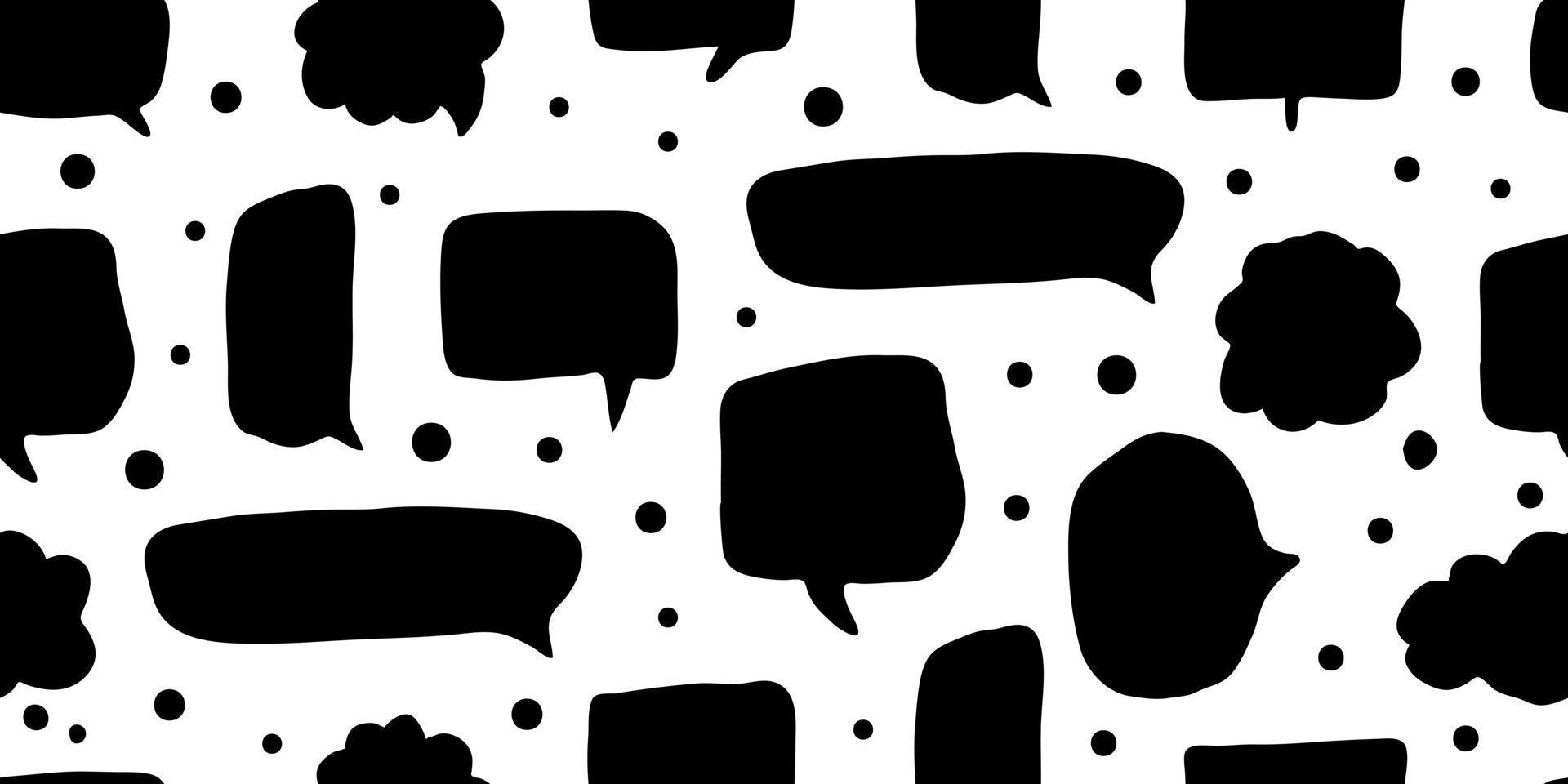 Speech bubbles shapes seamless pattern on white background. Social media communication vector