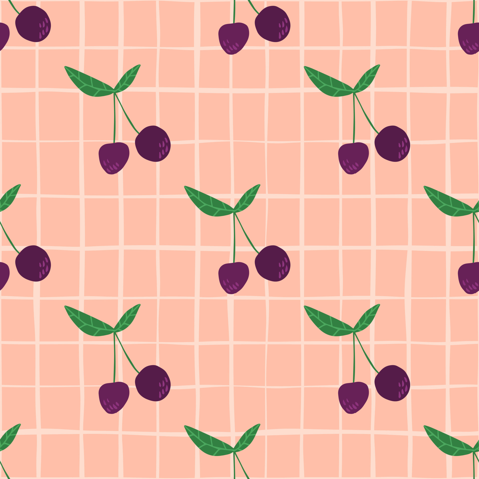 Cherry seamless pattern for fabric design. Cherries wallpaper on stripes  background. 5673530 Vector Art at Vecteezy