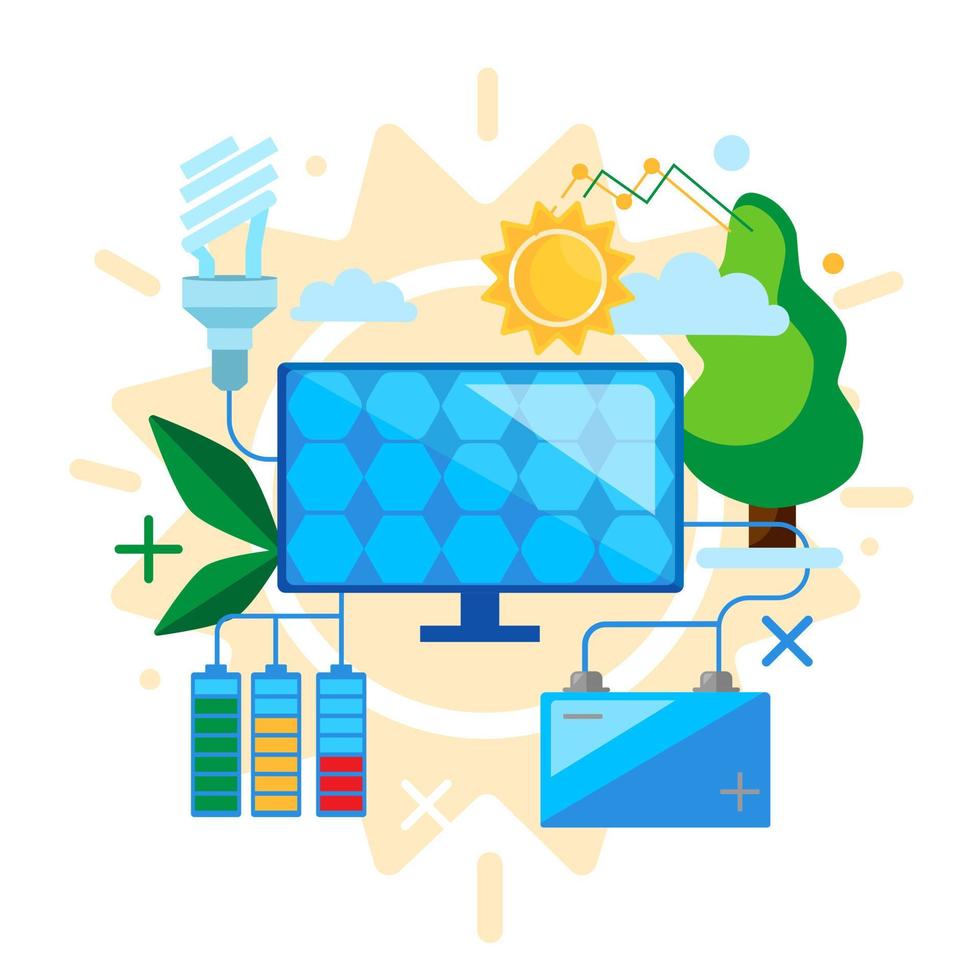 Concept safe and use alternative renewable energy. Solar energy vector