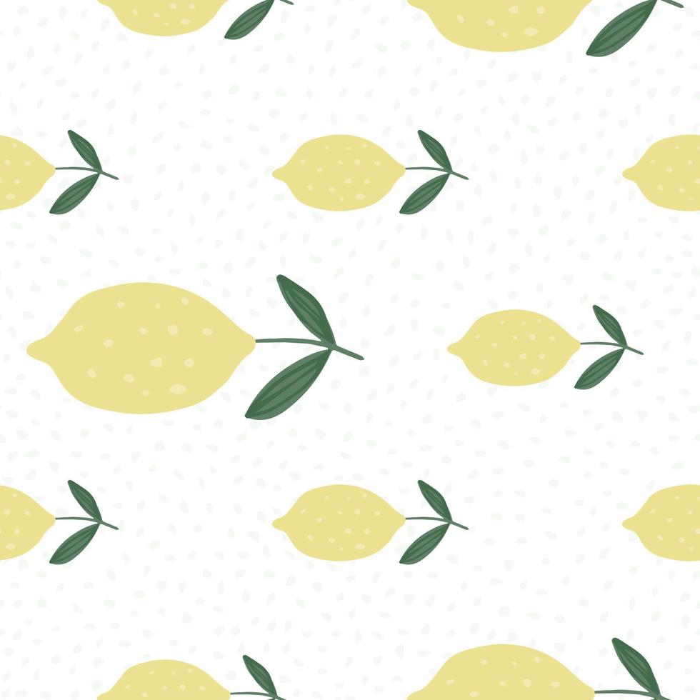 Abstract yellow lemon with leaves seamless pattern. Hand drawn citrus fruits. vector