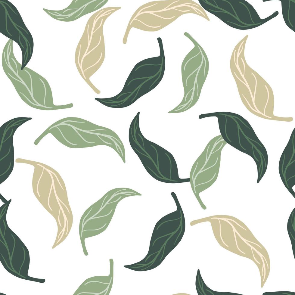 Decorative seamless pattern with abstract random mandarin leaves ornament. Isolated backdrop. vector