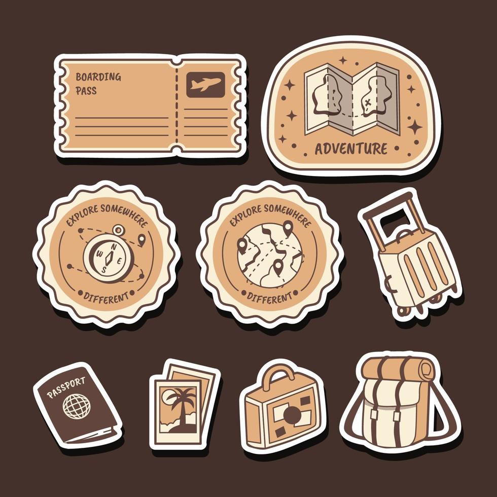 Travel Journal Sticker and Labels vector