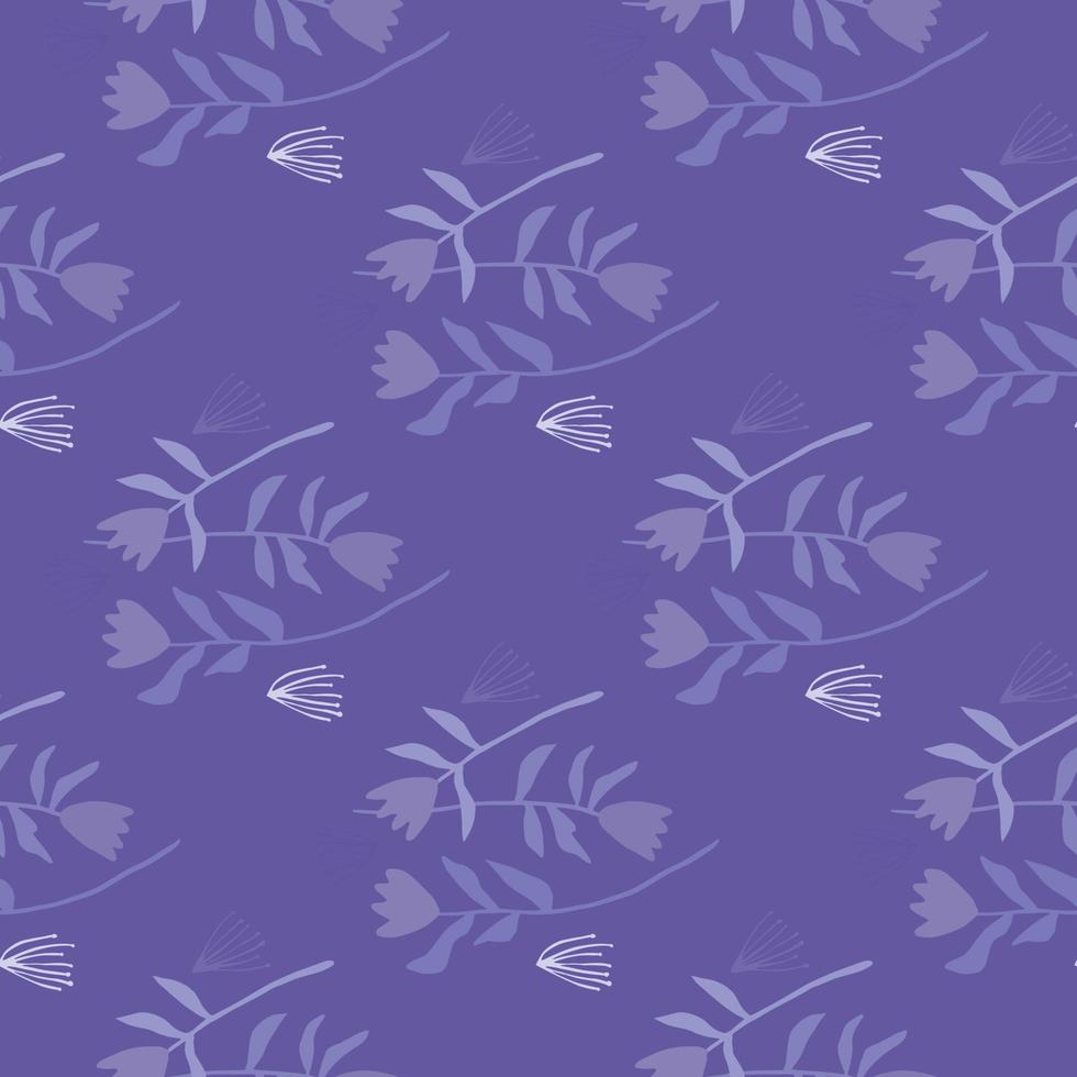 Stylized floral seamless pattern with tulip print. Background and ornament in light purple tones. Creative design. vector