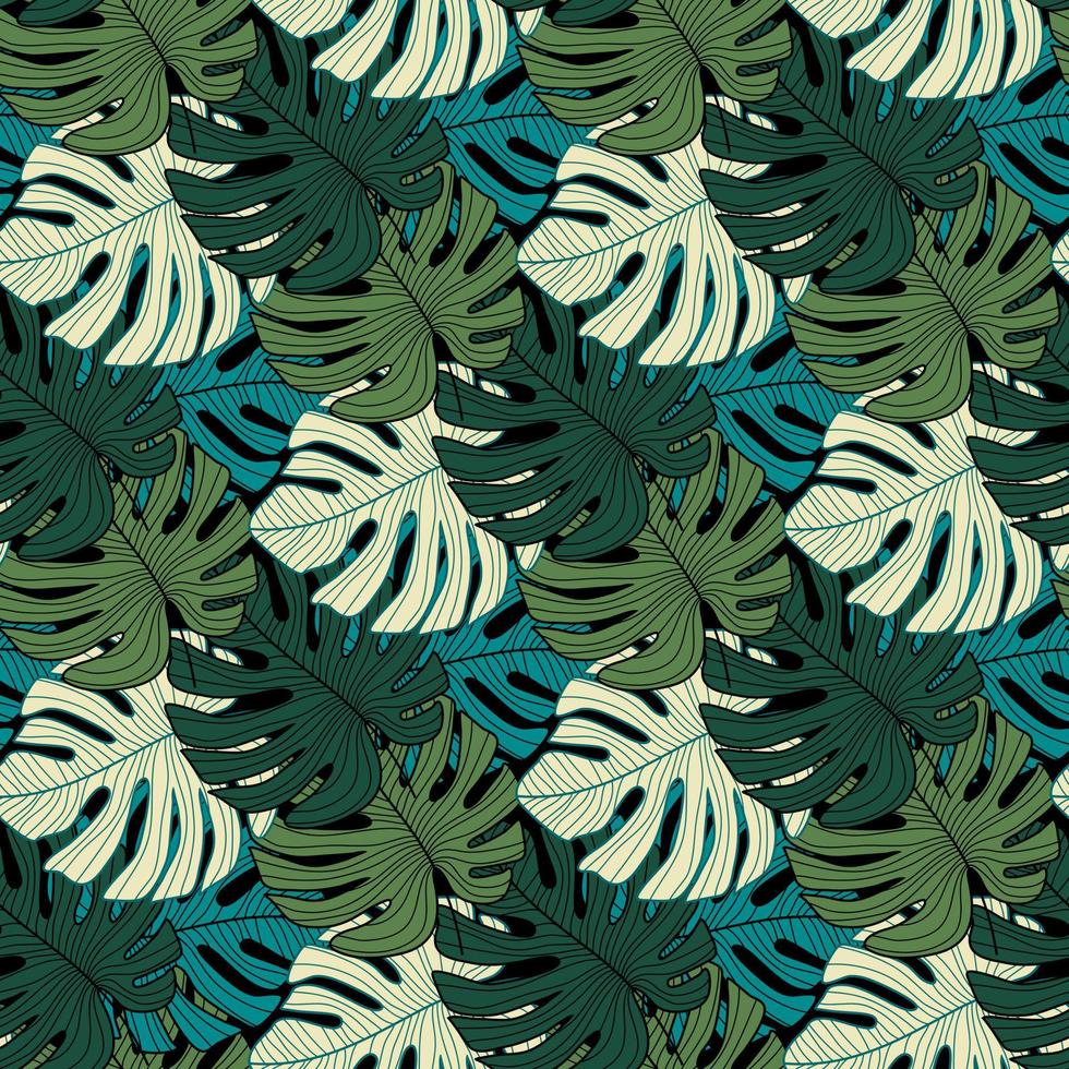 Monstera leaves seamless pattern. Abstract leaf wallpaper. Botanical design vector