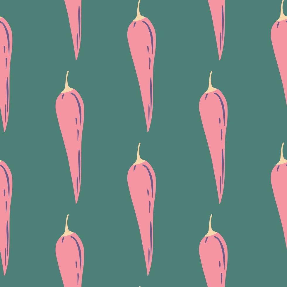 Chilli seamless pattern in doodle style. Hot chile peppers wallpaper. Creative vegetarian healthy food texture. vector
