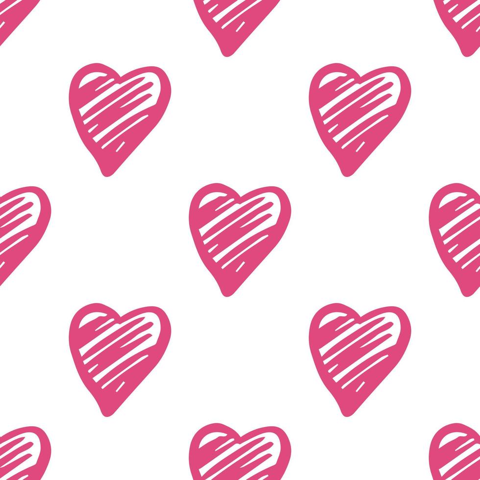 Pink hearts seamless pattern on white background. vector