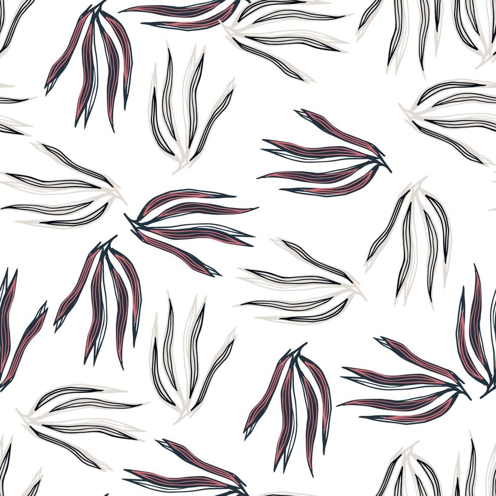 Abstract seaweeds seamless pattern isolated on white background. vector