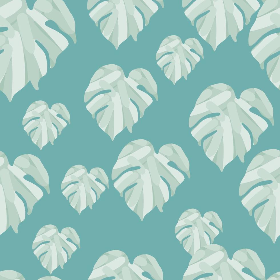 Monstera leaves tropical seamless pattern. Palm leaf endless wallpaper. vector