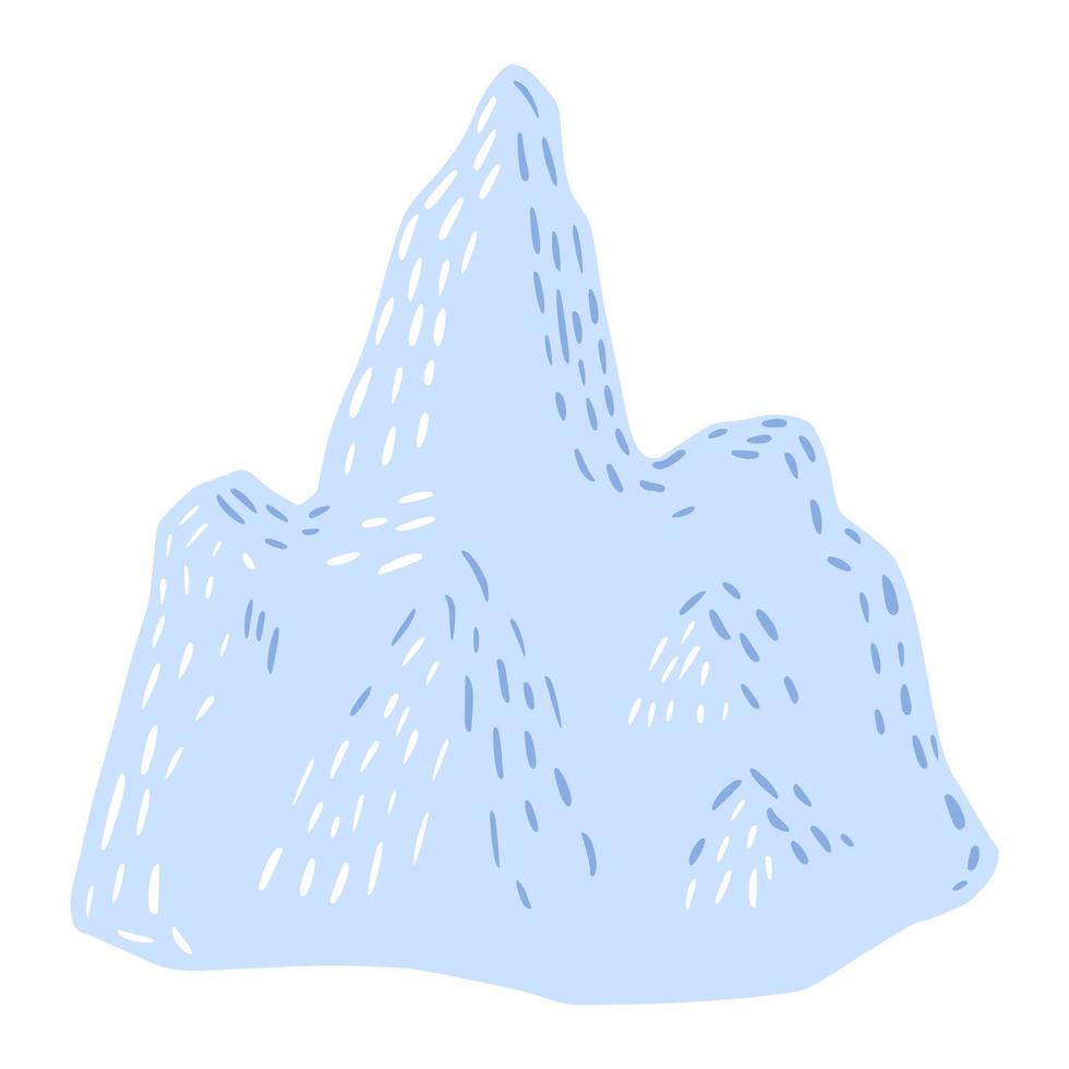 iceberg aislado sobre fondo blanco. colina abstracta de color azul hielo. bosquejo en estilo garabato. vector