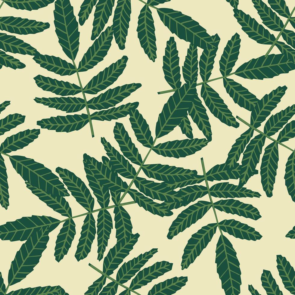 Seamless pattern with vintage green leaves. Botanical wallpaper. Summer vintage leaf. vector