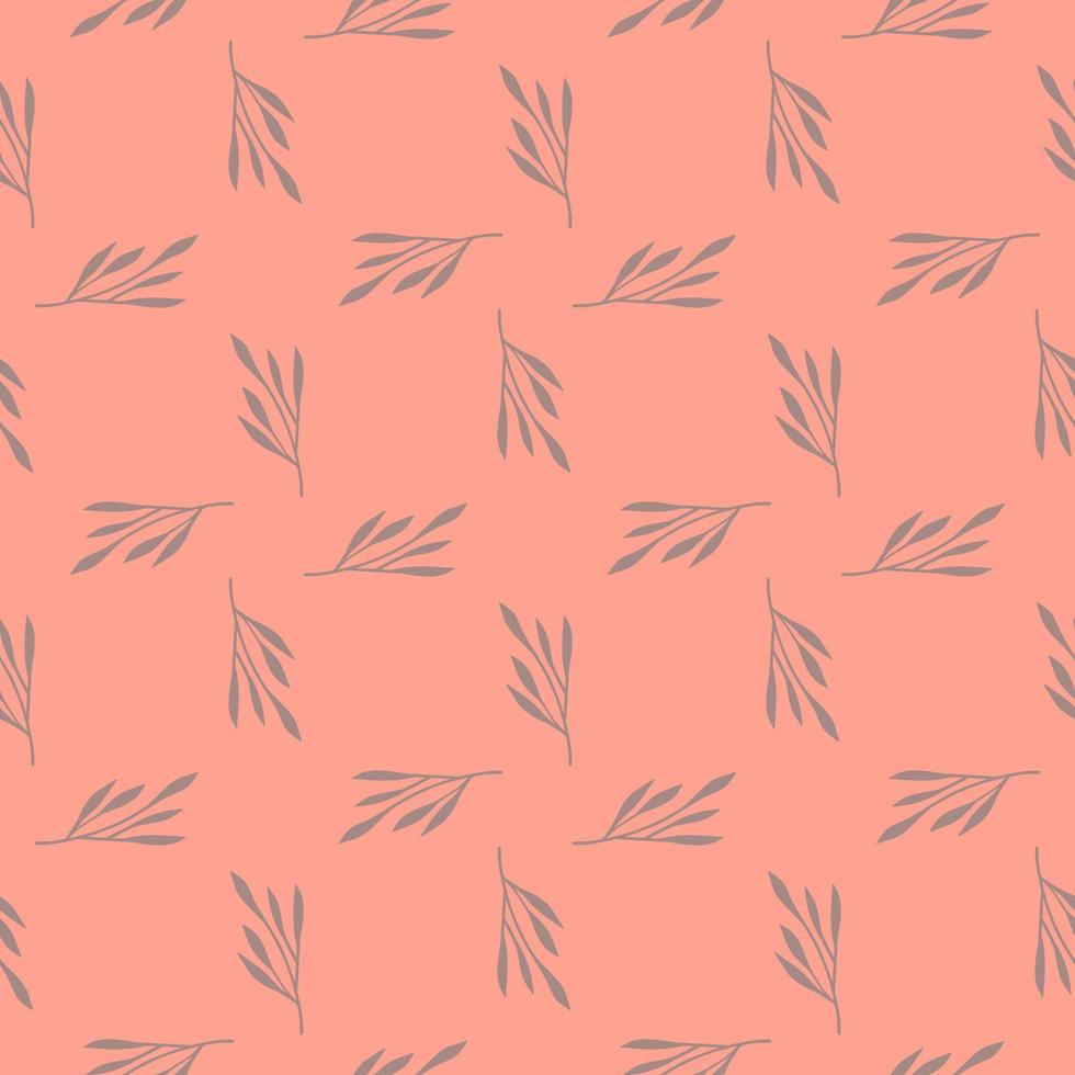 patrón sin costuras de estilo geométrico en tonos rosas con formas de siluetas de hojas minimalistas. vector
