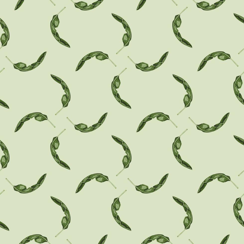 Seamless pattern banana leaf on pastel green background. Beautiful ornament summer tropical leaf. vector