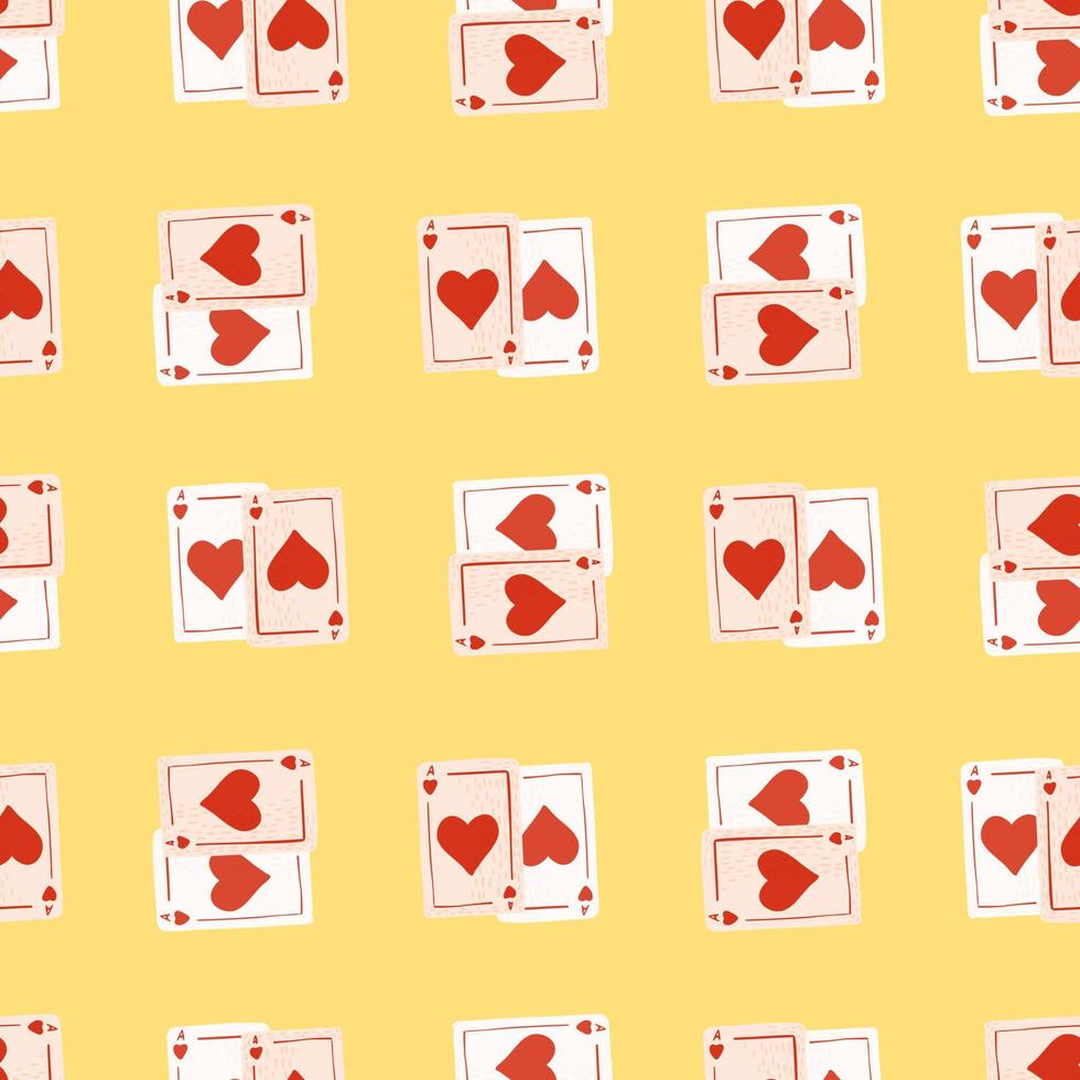 Game cards seamless pattern. Design gambling. Repeated texture in doodle style. vector