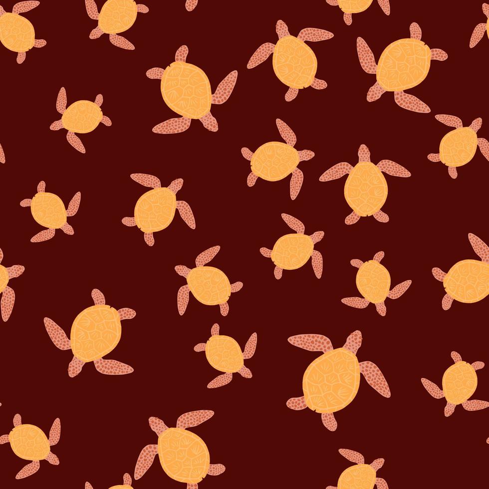 Seamless pattern sea turtles. Cute marine turtle in doodle style. vector