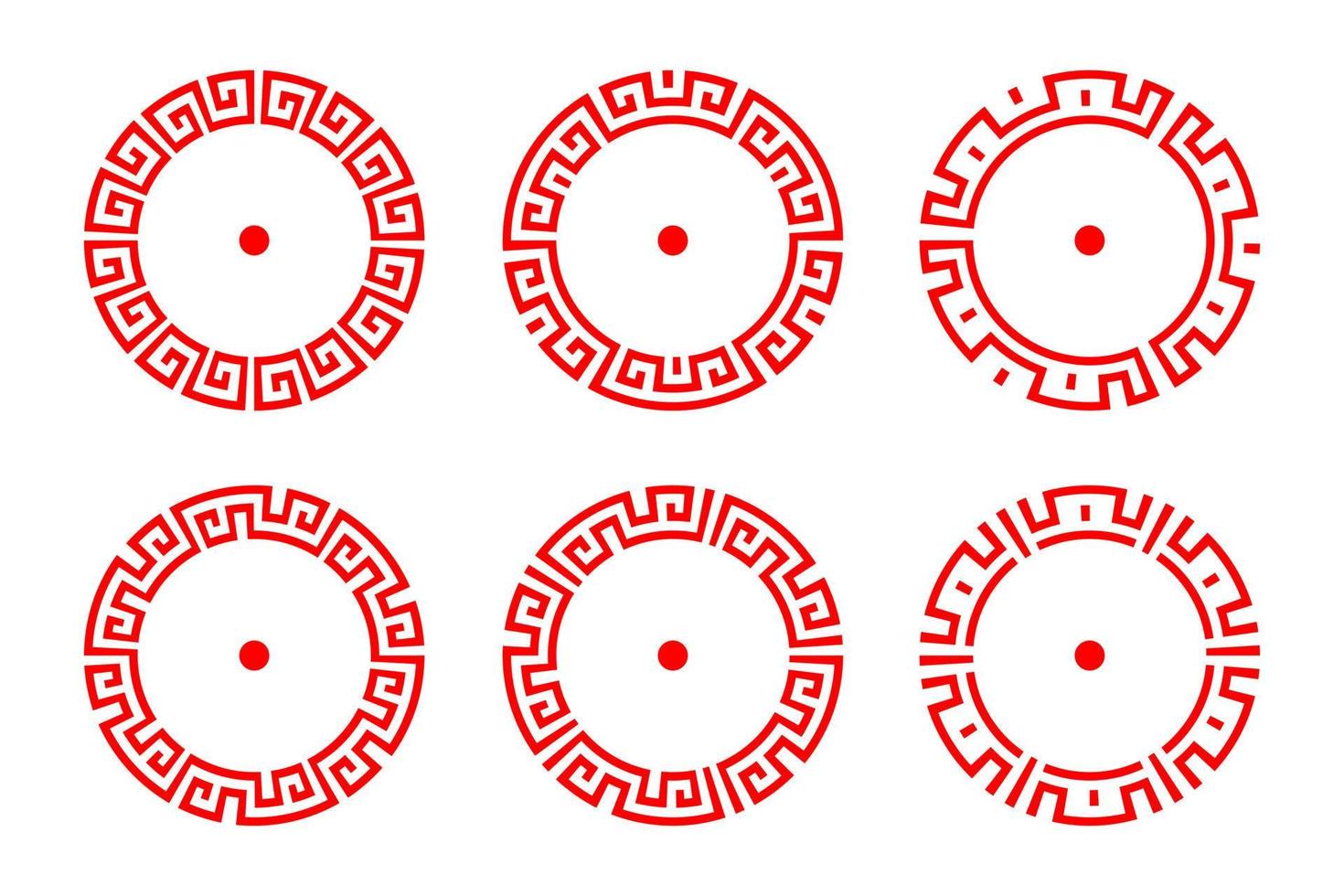 Chinese red circle frame set vector design.